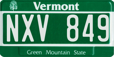 VT license plate NXV849