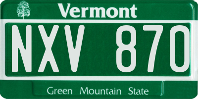 VT license plate NXV870