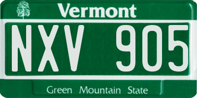 VT license plate NXV905