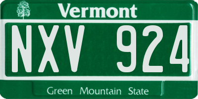 VT license plate NXV924