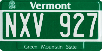 VT license plate NXV927