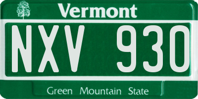 VT license plate NXV930