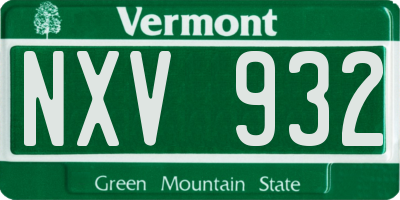 VT license plate NXV932
