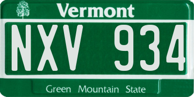VT license plate NXV934