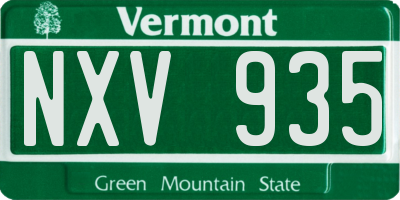 VT license plate NXV935
