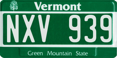 VT license plate NXV939