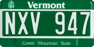 VT license plate NXV947