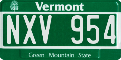 VT license plate NXV954