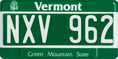 VT license plate NXV962