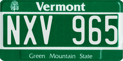 VT license plate NXV965