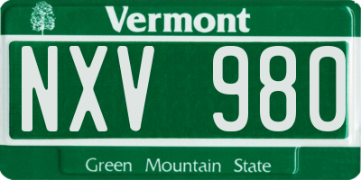 VT license plate NXV980
