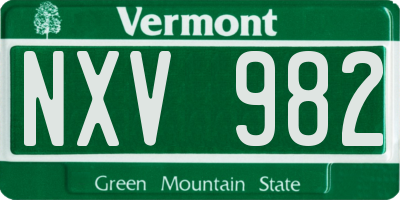 VT license plate NXV982