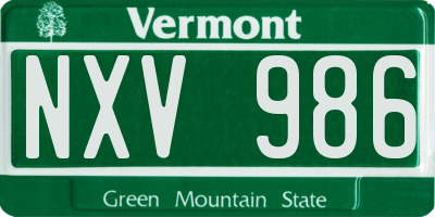 VT license plate NXV986