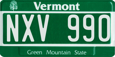 VT license plate NXV990
