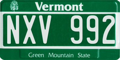 VT license plate NXV992