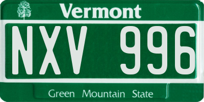 VT license plate NXV996