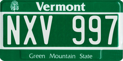 VT license plate NXV997