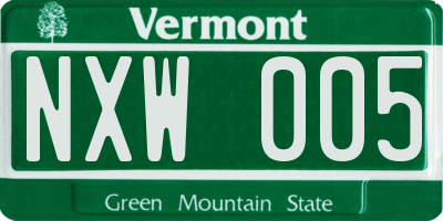 VT license plate NXW005