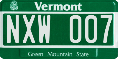 VT license plate NXW007