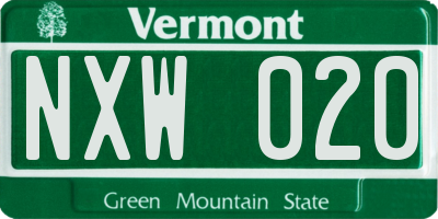 VT license plate NXW020