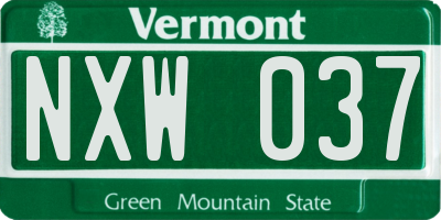 VT license plate NXW037