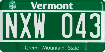 VT license plate NXW043