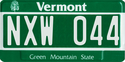 VT license plate NXW044
