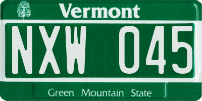 VT license plate NXW045