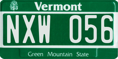 VT license plate NXW056