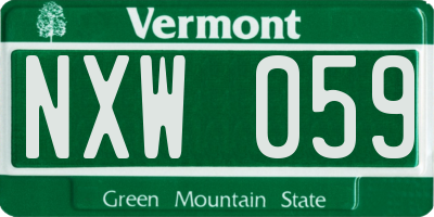 VT license plate NXW059