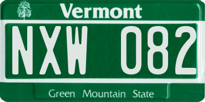 VT license plate NXW082