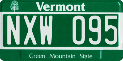 VT license plate NXW095