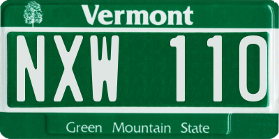 VT license plate NXW110