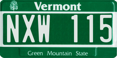 VT license plate NXW115