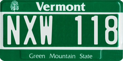VT license plate NXW118
