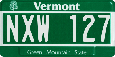 VT license plate NXW127