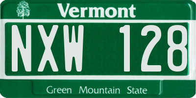 VT license plate NXW128