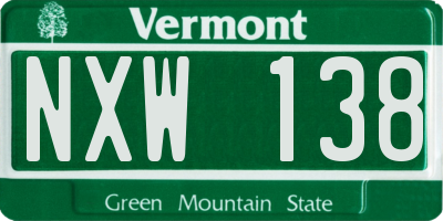 VT license plate NXW138