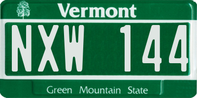VT license plate NXW144