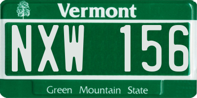 VT license plate NXW156