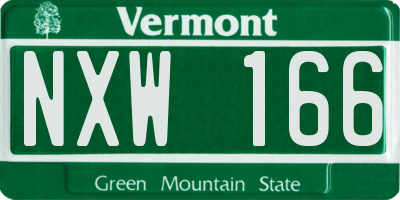 VT license plate NXW166