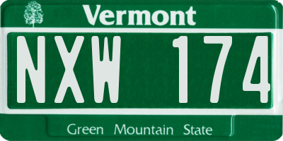 VT license plate NXW174