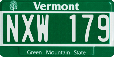 VT license plate NXW179