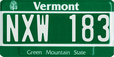 VT license plate NXW183