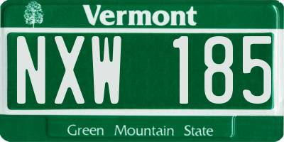 VT license plate NXW185