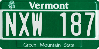 VT license plate NXW187