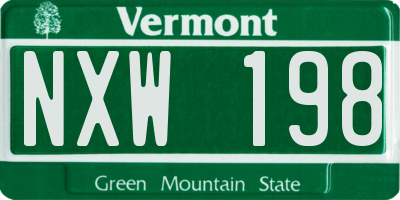 VT license plate NXW198