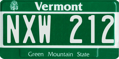 VT license plate NXW212