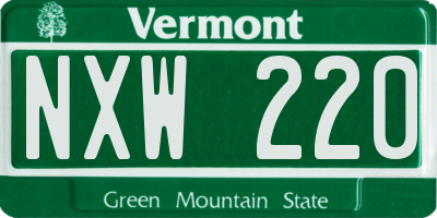 VT license plate NXW220