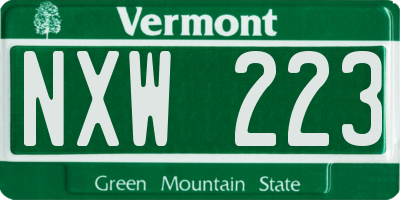 VT license plate NXW223
